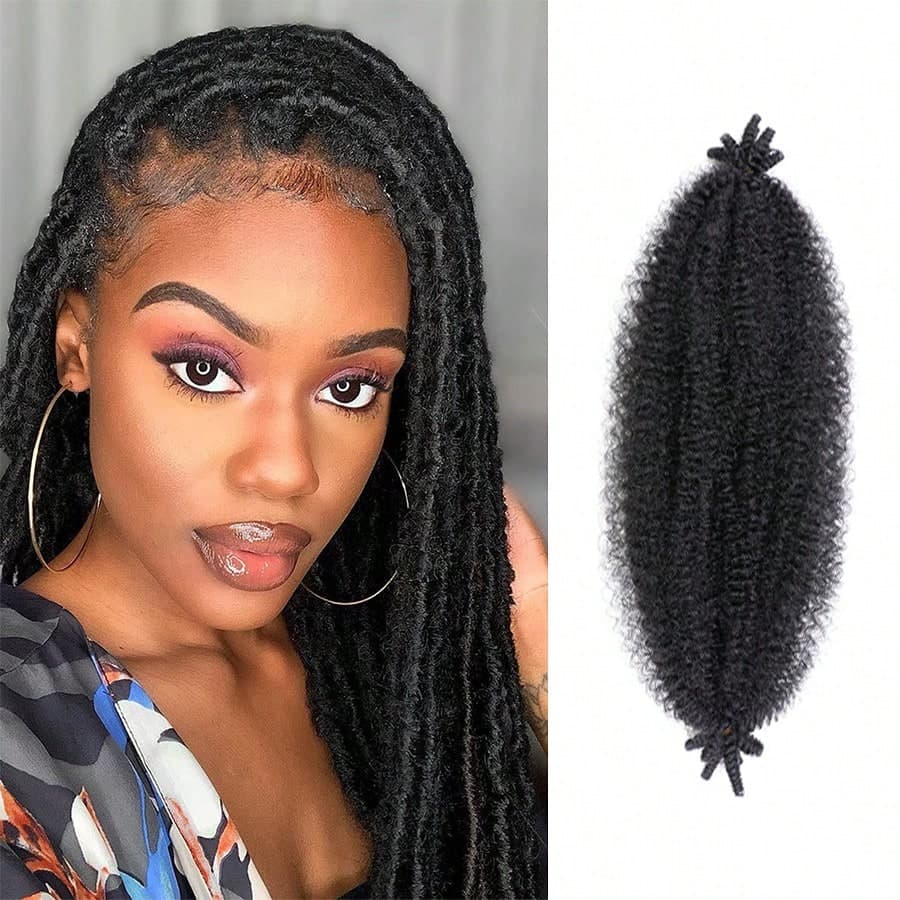 Cheveux naturels torsadés Afro printaniers 16 pouces Cheveux tressés pré-séparés Kinky Marley Twist, extensions de cheveux crochet synthétiques