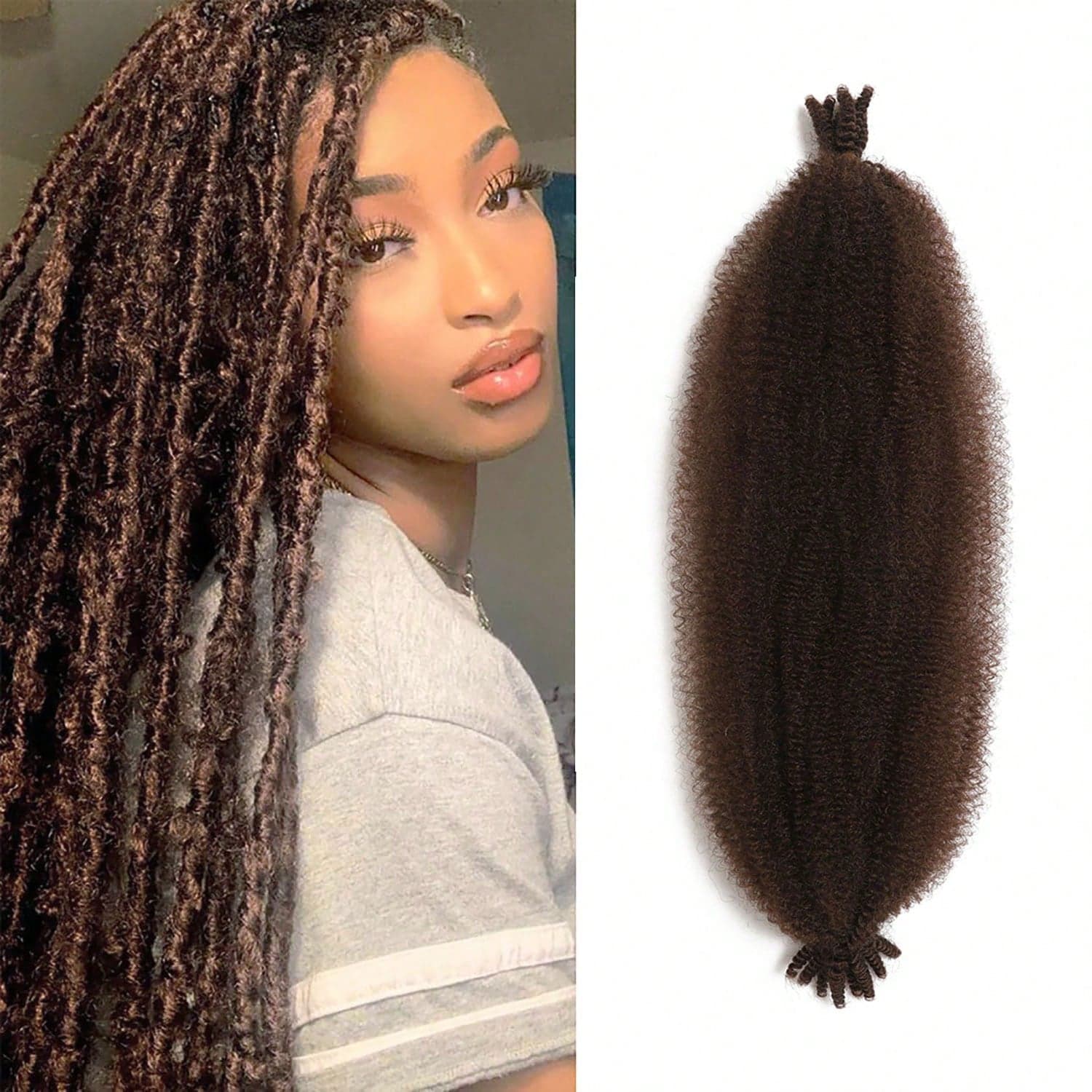 Cheveux tressés en torsion Marley noir-marron de 24 pouces, 1 pack de cheveux torsadés Afro printaniers pré-séparés pour des locs papillon doux,